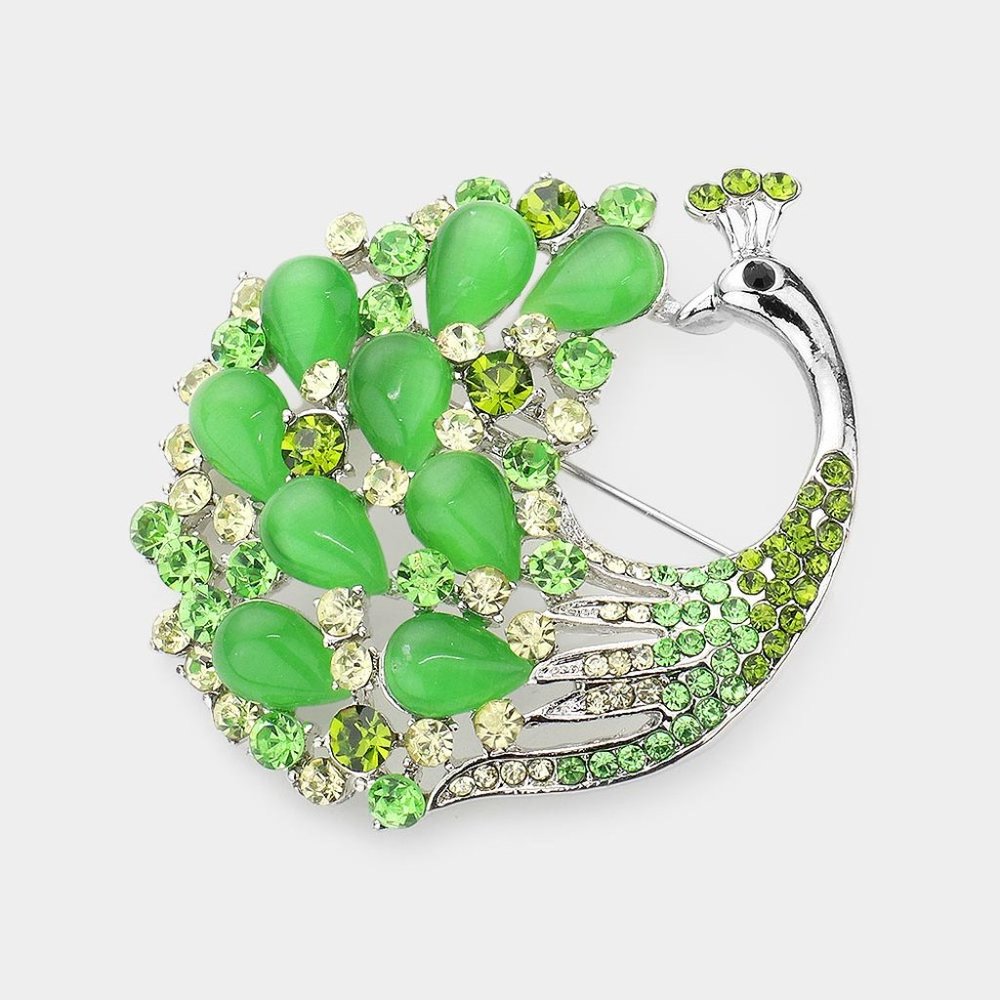 NEW Elegant Multi Stone Embellished Peacock Pin Brooch